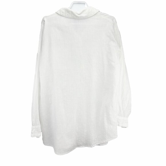 ASOS Oversized 100% Cotton Light White Buttoned Textured Preppy Shirt sz 2 - Picture 3 of 8